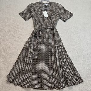 NWT Love, Bonito Geometric Print Wrap Dress Midi Size 2